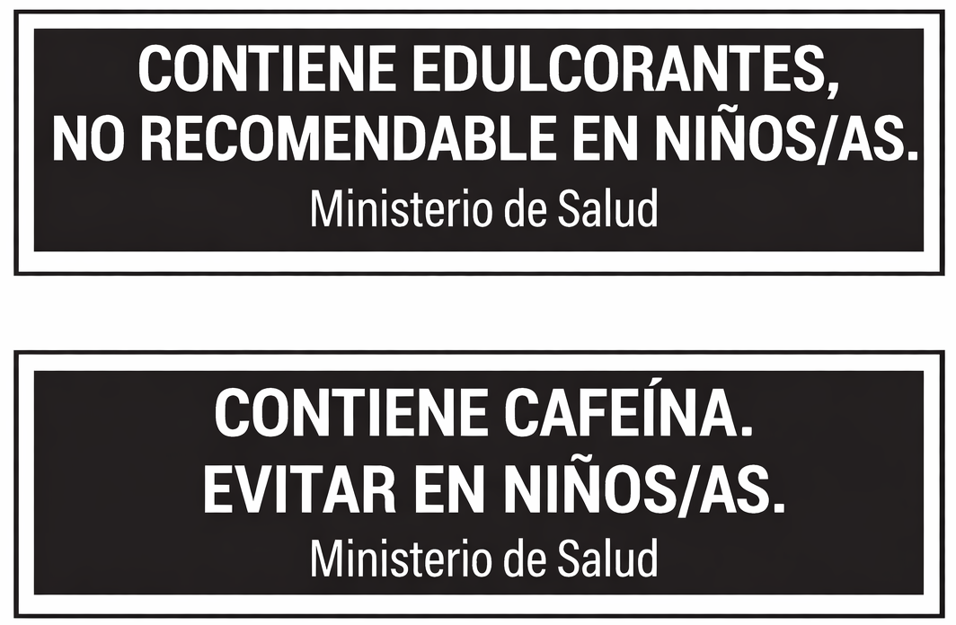 Leyendas precautorias - Contiene Edulcorantes y Contiene Cafeína - Ministerio de Salud